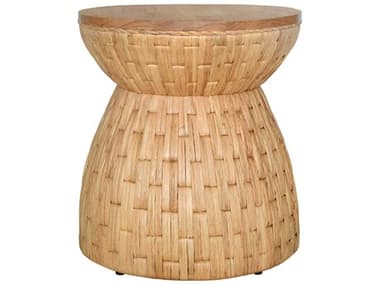 Worlds Away 21" Round Wood Natural End Table WAFIJI