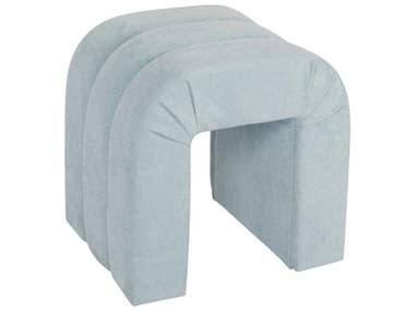 Worlds Away 20" Light Blue Fabric Upholstered Accent Stool WAFINCHLB