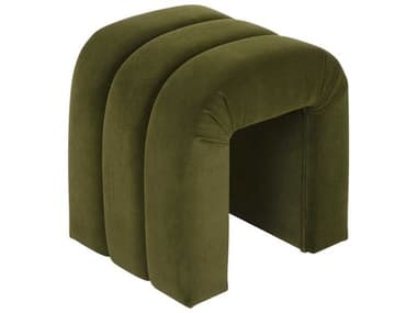 Worlds Away 20" Olive Green Fabric Upholstered Accent Stool WAFINCHOLV