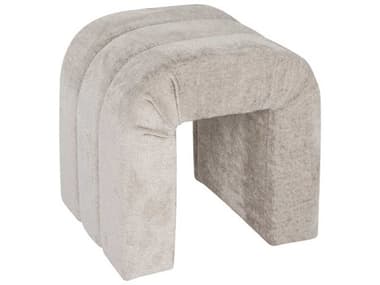 Worlds Away 20" Taupe Beige Fabric Upholstered Accent Stool WAFINCHTP