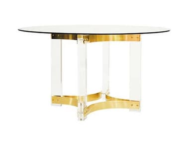 Worlds Away 48" Round Glass Antique Brass Acrylic Dining Table WAHENDRIXABR48