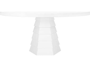 Worlds Away 60" Round Wood Matte White Lacquer Dining Table WAHUGOWH