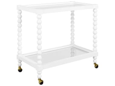 Worlds Away 36" Glass White Lacquer Bar Cart WAISADOREWH