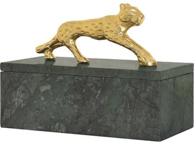 Worlds Away Jaguar Green Marble / Brass Box WAJAG