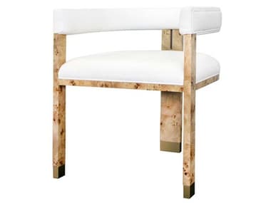 Worlds Away Matte Burl Wood / White Linen Arm Dining Chair WAJUDEBW
