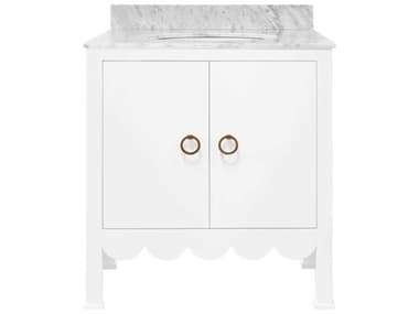 Worlds Away White Carrara Marble / Matte Lacquer Vanity WAKEALEYWH