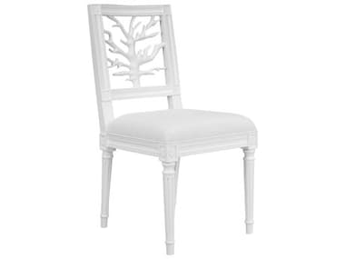 Worlds Away White Fabric Upholstered Side Dining Chair WAMCKAYWH