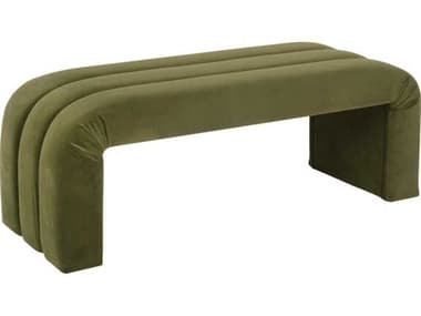 Worlds Away 50" Olive Green Fabric Upholstered Accent Bench WAMERCEROLV
