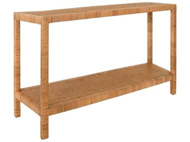Worlds Away Rattan Two- Tier 60" Rectangular Natural Console Table WANEWTON