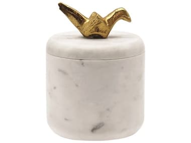 Worlds Away Origami Bird White Marble Container WAORIZ