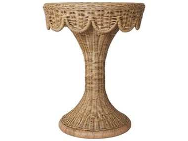 Worlds Away Scallop Edge Round Wicker Natural End Table WAORLA