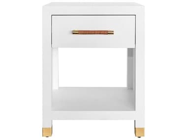 Worlds Away 22" Rectangular Wood Matte White Lacquer End Table WAPELHAMWH