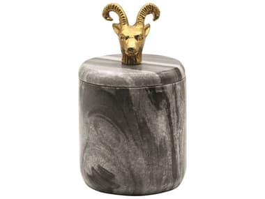 Worlds Away Ram Black Marble Container WARAMMY