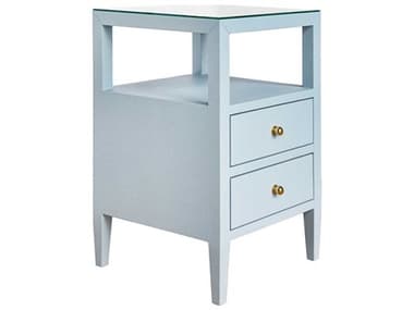 Worlds Away 18" Square Glass Light Blue End Table WAROSCOELB