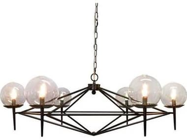 Worlds Away Black Glass Candelabra Geometric Globe Chandelier WAROWANBLK