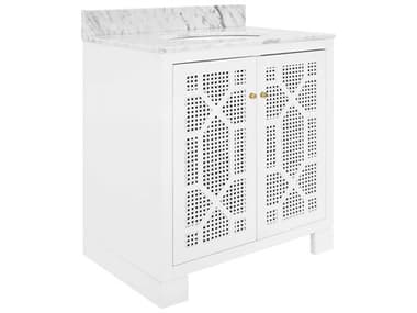 Worlds Away White Carrara Marble / Matte Vanity WASCHAFFERWH