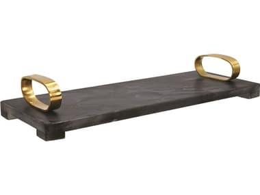 Worlds Away Black Marble / Brass Serving Tray WATADEOBLK