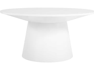 Worlds Away 36" Round Wood Glossy White Lacquer Coffee Table WAWASHINGTONWH