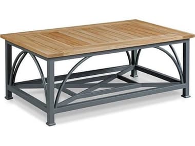 Woodbridge Furniture Outdoor Jupiter Natural Teak / Graphite Gray 46'' Wide Aluminum Rectangular Coffee Table WFO211228O