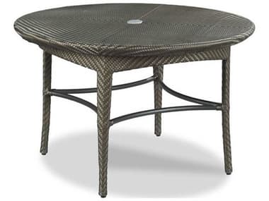 Woodbridge Outdoor Marigot Espresso 48'' Aluminum Wicker Round Umbrella Hole Dining Table WFO507470O