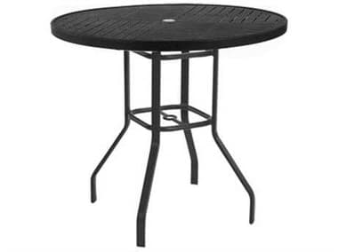 Windward Design Group Napa Punched Aluminum 36''Wide Round Balcony Table w/ Umbrella Hole WINKD361836NAU