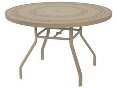 Windward Design Group Mayan Punched Aluminum 36''Wide Round Dining Table w/ Umbrella Hole WINKD3618MYNU