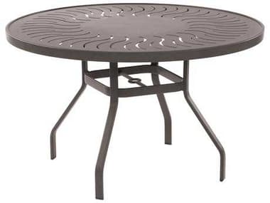 Windward Design Group Sunburst Punched Aluminum 36''Wide Round Dining Table w/ Umbrella Hole WINKD3618SBU