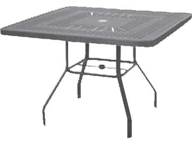 Windward Design Group Napa Punched Aluminum 36''Wide Square Dining Table w/ Umbrella Hole WINKD3618SNAU