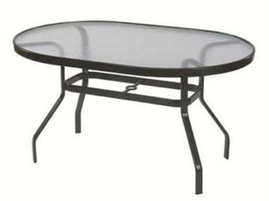 Windward Design Group Glass Top Aluminum 54''W x 36''D Oval Dining Table WINKD365418G
