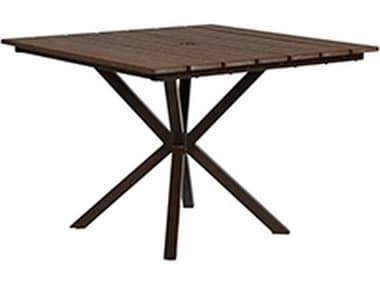 Windward Design Group Tahoe Plank Mgp Aluminum 40'' Square Dining Table with Umbrella Hole WINKD4025STPU