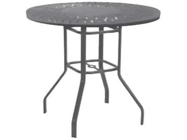 Windward Design Group Sunburst Punched Aluminum 42''Wide Round Balcony Table w/ Umbrella Hole WINKD421836SBU