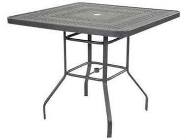 Windward Design Group Mayan Punched Aluminum 42''Wide Square Bar Table w/ Umbrella Hole WINKD4218BSMYNU