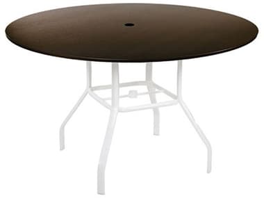 Windward Design Group Raleigh Aluminum 42''Wide Round Dining Table w/ Umbrella Hole WINKD4228WGU