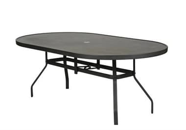 Windward Design Group Avalon II Aluminum 76''W x 42''D Oval Dining Table with Umbrella Hole WINKD427618AVU