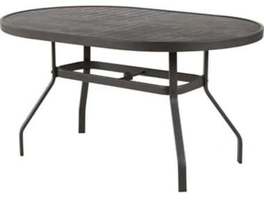 Windward Design Group Napa Punched Aluminum 76 x 42 Oval Dining Table w/ Umbrella Hole WINKD427618NAU