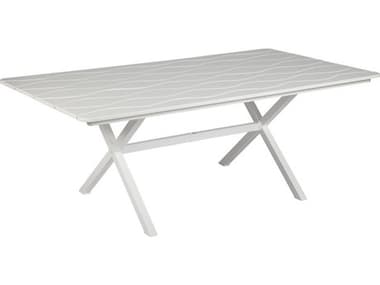 Windward Design Group Wave Plank MGP Aluminum 76''W x 42''D Rectangular Dining Table with Umbrella Hole WINKD427625SWVU