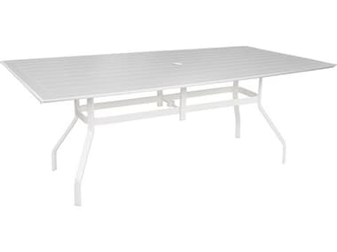 Windward Design Group Newport MGP Aluminum 96''W x 42''D Rectangular Dining Table w/ Umbrella Hole WINKD429628SNU