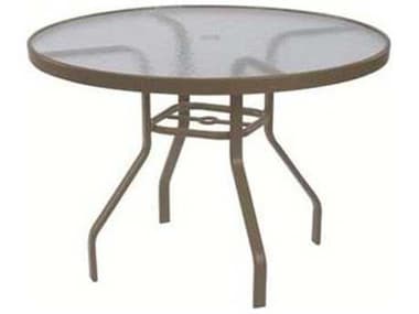 Windward Design Group Glass Top Aluminum 47'' Round Dining Table with Umbrella Hole WINKD4718GU