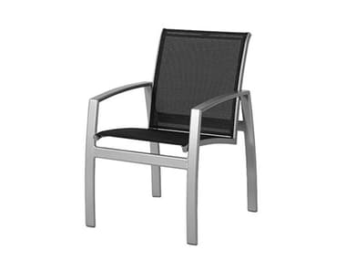 Windward Design Group Milan Sling Aluminum Stacking Arm Dining Chair WINW6550