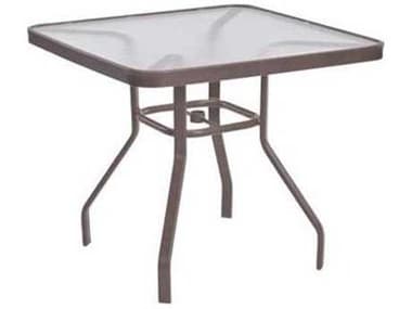 Windward Design Group Acrylic Top Tables Aluminum 36''Wide Square Dining Table w/ Umb Hole WINWT3618SAU