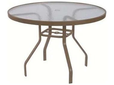 Windward Design Group Acrylic Top Tables Aluminum 42''Wide Round Dining Table w/ Umb Hole WINWT4218AU