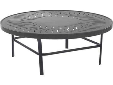 Windward Design Group Sunburst Punched Aluminum Tables Aluminum 42''Wide Round Conversation Table WINWT4218CDSB