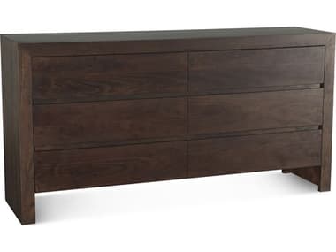 World Interiors Acadia 6-Drawers Brown Acacia Wood Double Dresser WITZWACADR68CB