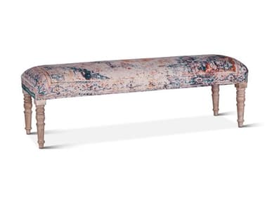 World Interiors Algiers 59" Blue Fabric Upholstered Accent Bench WITZWALGRBN60