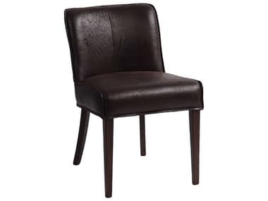 World Interiors Avery Oak Wood Black Leather Side Dining Chair Set of 2 WITZWAVEDCDB