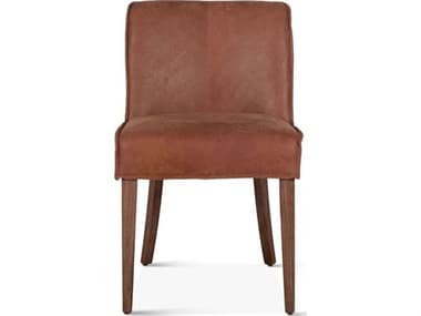 World Interiors Avery Oak Wood Brown Leather Armless Dining Chair WITZWAYNSC