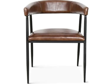 World Interiors Brisbane Brown Leather Arm Dining Chair WITZWBRIHDCCH