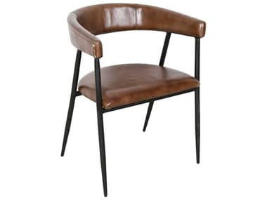 World Interiors Brisbane Brown Leather Arm Dining Chair Set of 2 WITZWBRIHDCCH2X