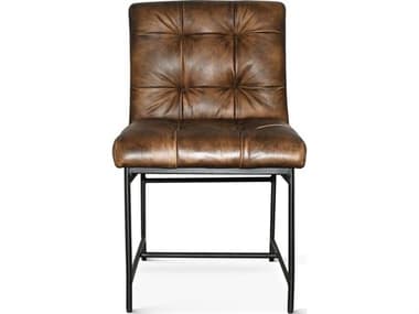 World Interiors Brisbane Brown Leather Armless Dining Chair WITZWBRISKDCAW