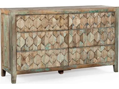 World Interiors Cordoba Vintage Teal / Antique Nickel Six-Drawers Double Dresser WITZWCDBDR57